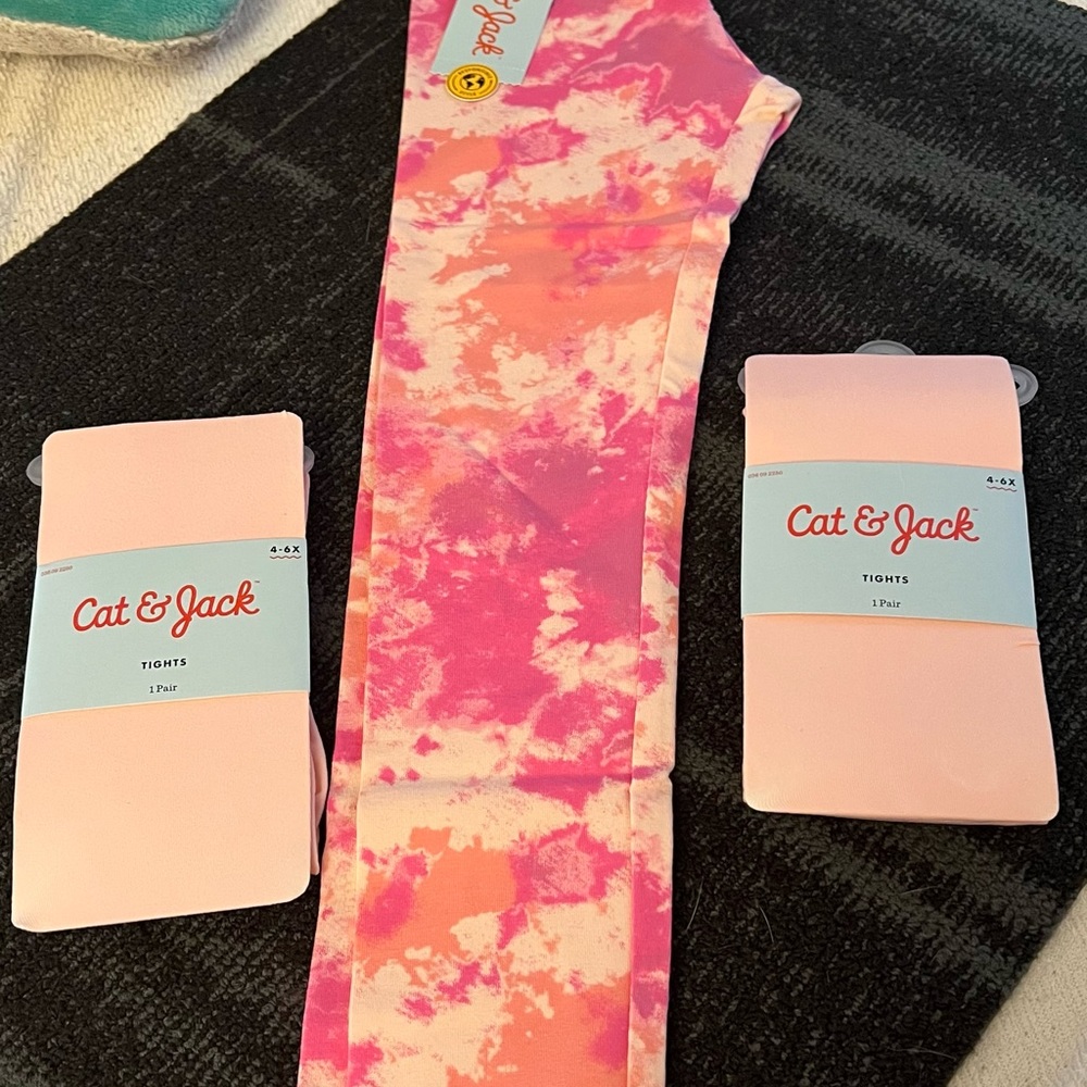 New Cat & Jack Leggings Pink SZ 4-6 w Tights